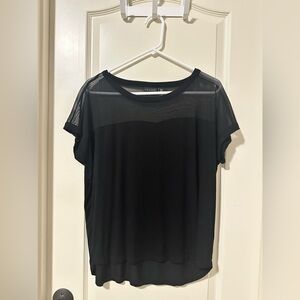 Tahari Women’s Black Mesh Sheer Blouse Size Large